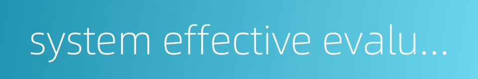 system effective evaluation的同义词