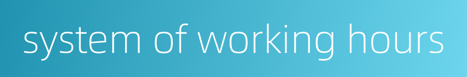 system of working hours的同义词