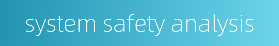 system safety analysis的同义词