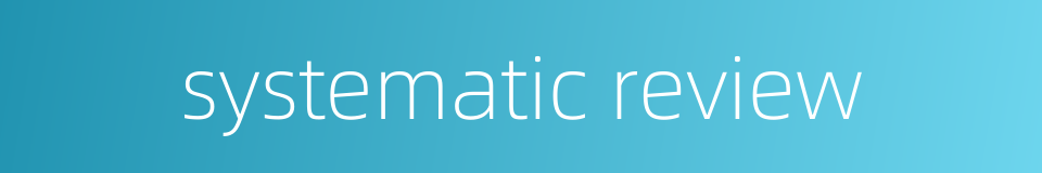 systematic review的同义词