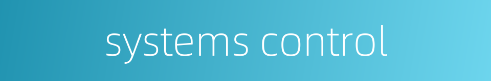 systems control的同义词