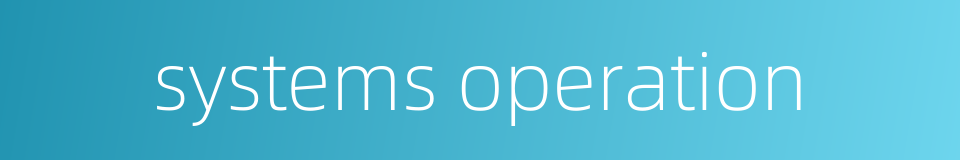 systems operation的同义词