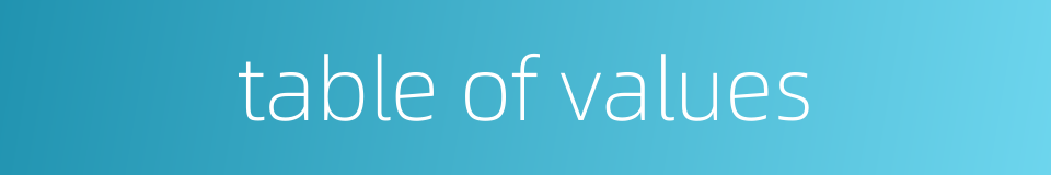 table of values的同义词