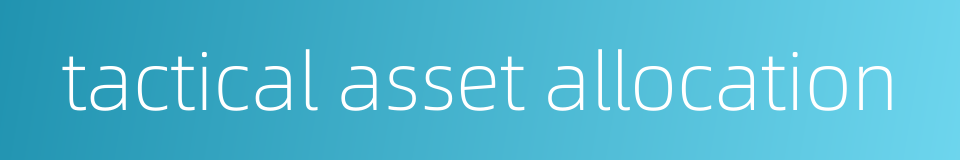 tactical asset allocation的同义词