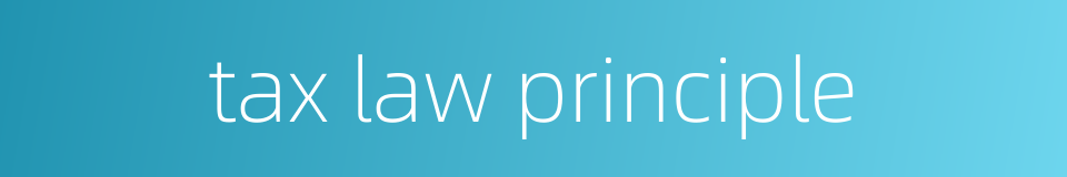 tax law principle的同义词