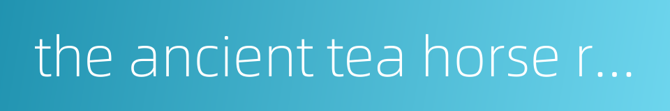 the ancient tea horse road的同义词