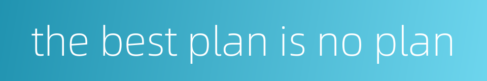 the best plan is no plan的同义词