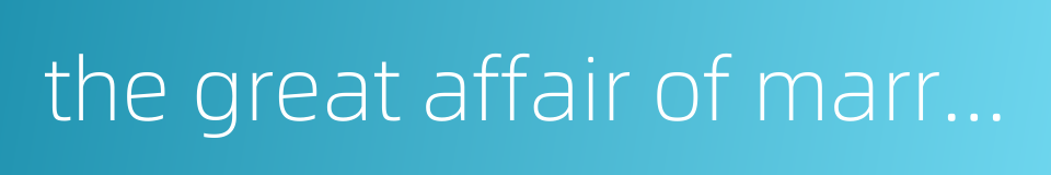 the great affair of marriage - matrimonial affair的同义词