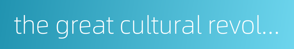 the great cultural revolution的同义词