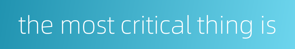 the most critical thing is的同义词