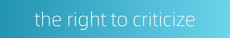 the right to criticize的同义词