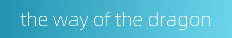 the way of the dragon的同义词