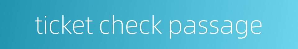 ticket check passage的同义词