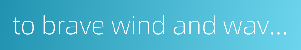 to brave wind and waves的同义词