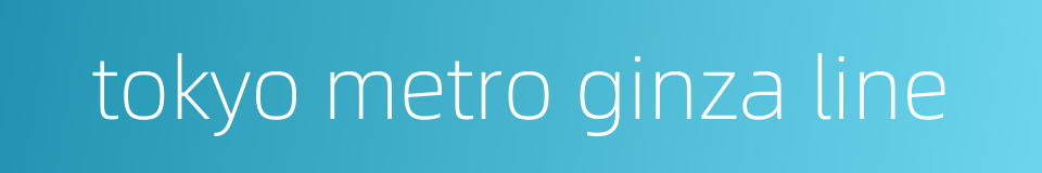 tokyo metro ginza line的同义词