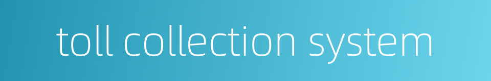 toll collection system的同义词