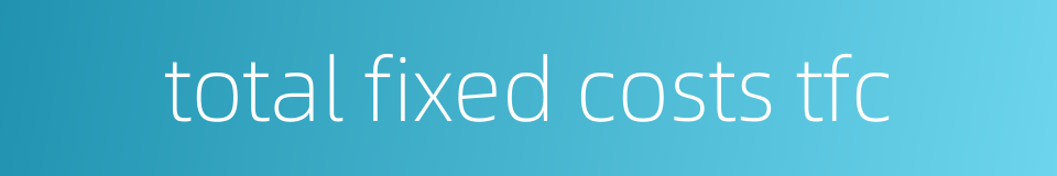 total fixed costs tfc的同义词