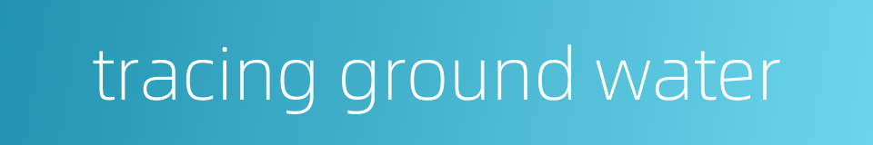 tracing ground water的同义词