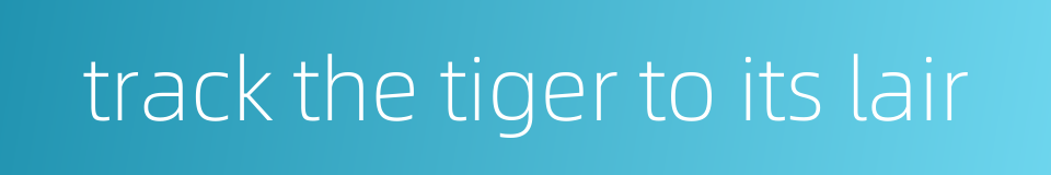 track the tiger to its lair的同义词