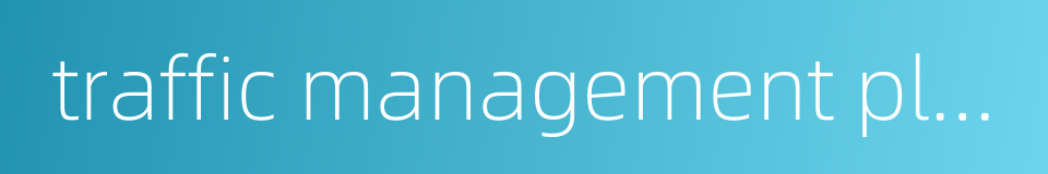 traffic management planning的同义词