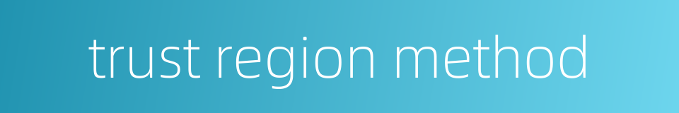 trust region method的同义词