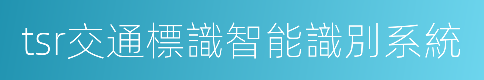 tsr交通標識智能識別系統的同義詞