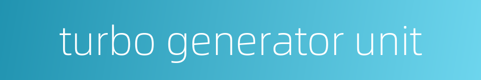 turbo generator unit的同义词