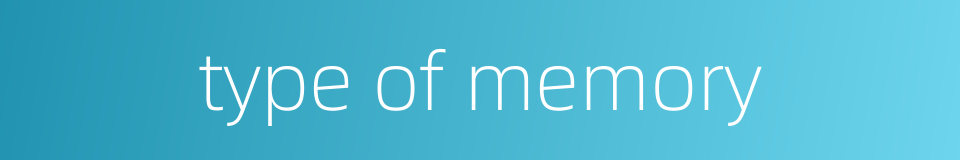 type of memory的同义词