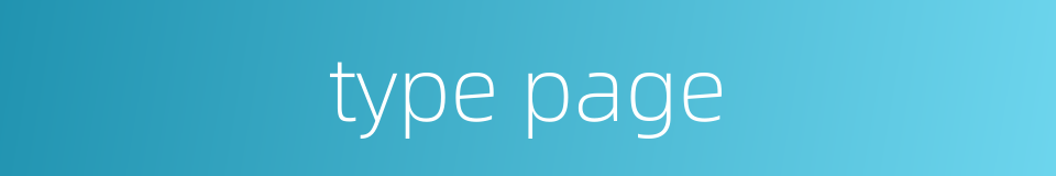 type page的同义词