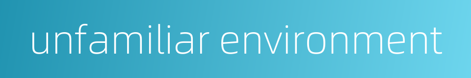 unfamiliar environment的同义词