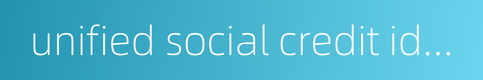 unified social credit identifier的同义词