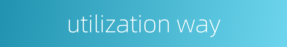 utilization way的同义词