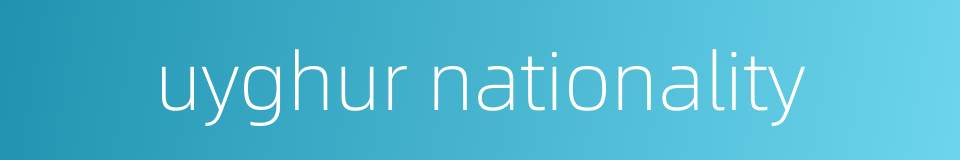 uyghur nationality的同义词