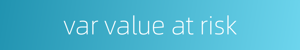 var value at risk的同义词