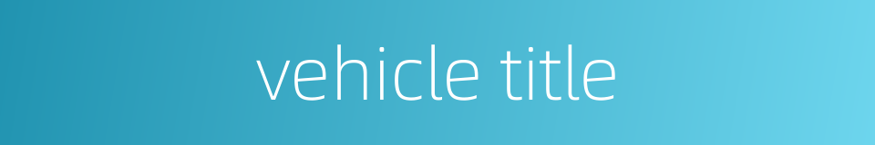 vehicle title的同义词