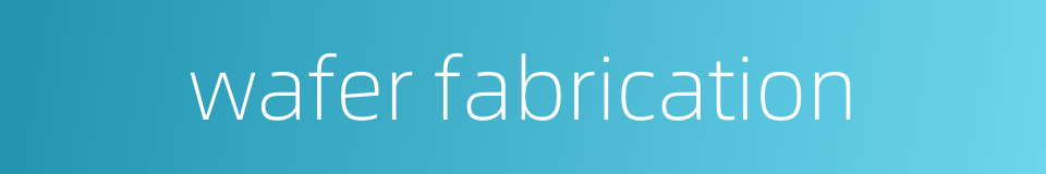 wafer fabrication的同义词