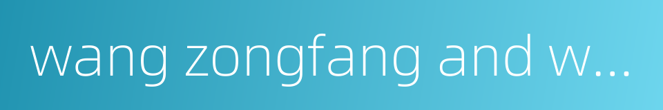 wang zongfang and wang zongwei的同义词