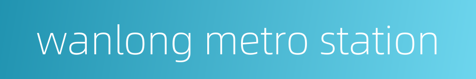 wanlong metro station的同义词
