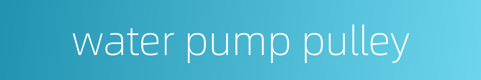 water pump pulley的同义词