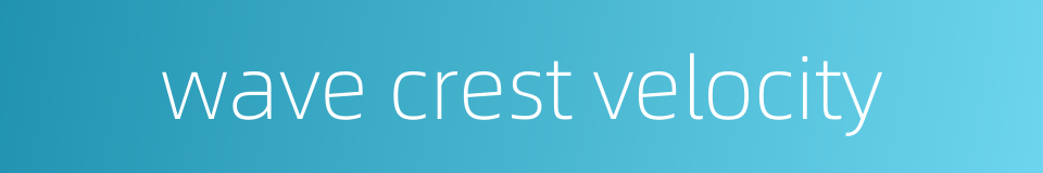 wave crest velocity的同义词