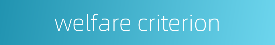 welfare criterion的同义词