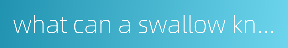 what can a swallow know of the aims of a swan goose的同义词