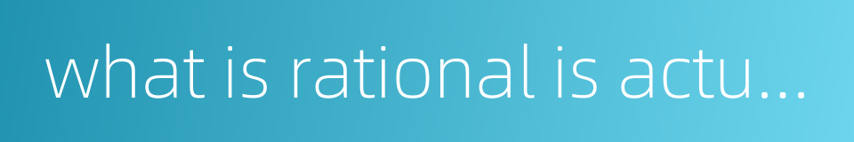 what is rational is actual and what is actual is rational的同义词