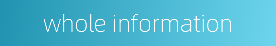 whole information的同义词