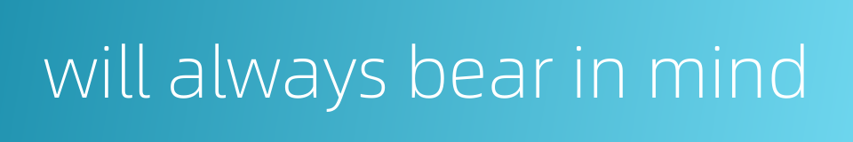 will always bear in mind的同义词