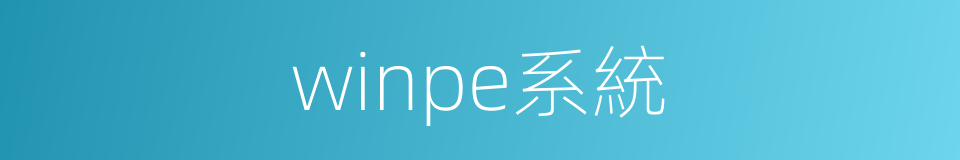 winpe系統的同義詞