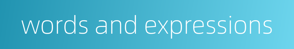 words and expressions的同义词