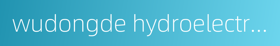 wudongde hydroelectric power station的同义词