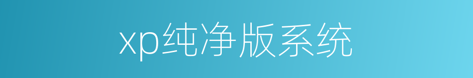xp纯净版系统的同义词