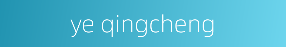 ye qingcheng的同义词